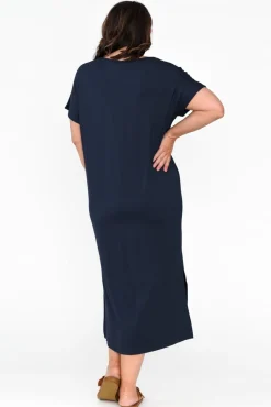 Bamboo Dresses<PQ Dempsey Navy Bamboo Midi Dress