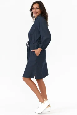Above Knee Dresses<Betty Basics Denise Navy Tie Front Shirt Dress