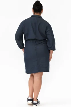 Above Knee Dresses<Betty Basics Denise Navy Tie Front Shirt Dress