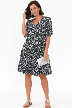 Above Knee Dresses<Slate the Label Denver Navy Spot Tier Dress