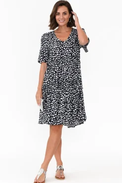 Above Knee Dresses<Slate the Label Denver Navy Spot Tier Dress