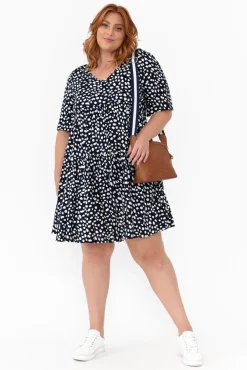 Above Knee Dresses<Slate the Label Denver Navy Spot Tier Dress