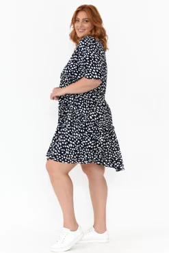 Above Knee Dresses<Slate the Label Denver Navy Spot Tier Dress