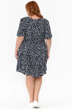 Above Knee Dresses<Slate the Label Denver Navy Spot Tier Dress