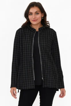 Jackets<Clarity Derby Black Check Zip Jacket