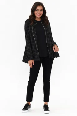 Jackets<Clarity Derby Black Check Zip Jacket