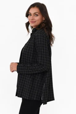 Jackets<Clarity Derby Black Check Zip Jacket