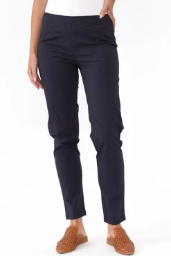 Pants<Orientique Devon Navy Cotton Stretch Pant