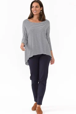 Pants<Orientique Devon Navy Cotton Stretch Pant