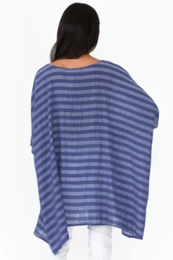 Linen Tops<Donna Donna Diane Blue Stripe Linen Tunic