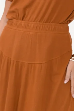 Skirts<Lou Lou Dionne Rust Ribbed Bamboo Skirt