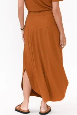 Skirts<Lou Lou Dionne Rust Ribbed Bamboo Skirt