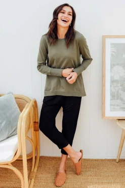 Jumpers<Betty Basics Dolly Khaki Cotton Jumper