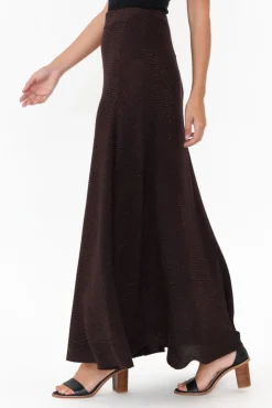 Skirts<Brave u0026 True Domenica Brown Knit Midi Skirt