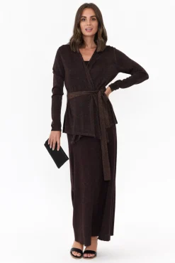 Skirts<Brave u0026 True Domenica Brown Knit Midi Skirt