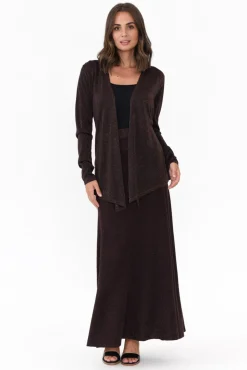 Cardigans<Brave u0026 True Domenica Brown Knit Tie Waist Cardigan