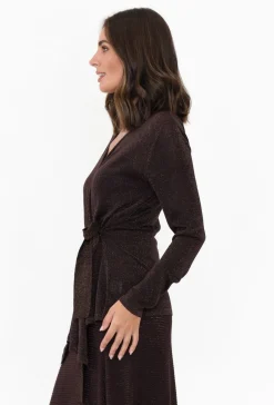 Cardigans<Brave u0026 True Domenica Brown Knit Tie Waist Cardigan