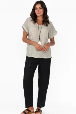 Cotton Tops<La Strada Dorian Beige Linen Cotton Top