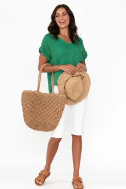 Cotton Tops<La Strada Dorian Green Linen Cotton Top