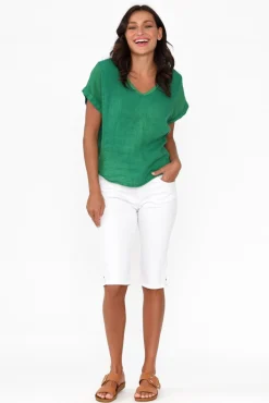 Cotton Tops<La Strada Dorian Green Linen Cotton Top