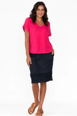 Cotton Tops<La Strada Dorian Hot Pink Linen Cotton Top
