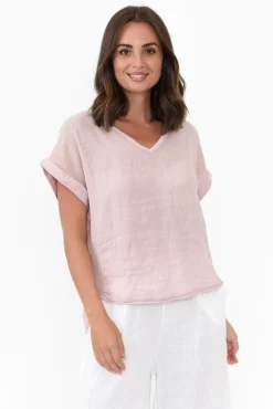 Cotton Tops<La Strada Dorian Pink Linen Cotton Top