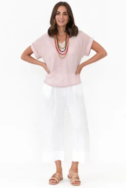 Cotton Tops<La Strada Dorian Pink Linen Cotton Top