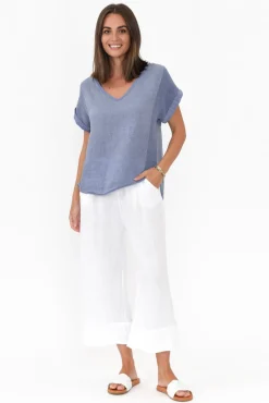 Cotton Tops<La Strada Dorian Steel Linen Cotton Top