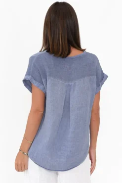 Cotton Tops<La Strada Dorian Steel Linen Cotton Top