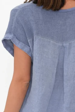 Cotton Tops<La Strada Dorian Steel Linen Cotton Top