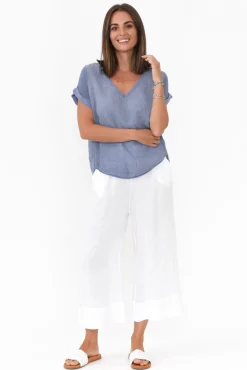 Cotton Tops<La Strada Dorian Steel Linen Cotton Top