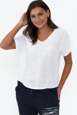 Cotton Tops<La Strada Dorian White Linen Cotton Top