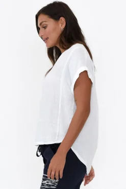 Cotton Tops<La Strada Dorian White Linen Cotton Top