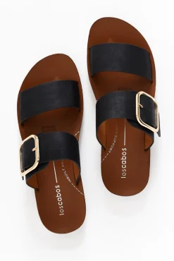 Slides<Los Cabos Doti Black Buckle Slide