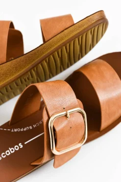 Flat Sandals<Los Cabos Doti Tan Buckle Slide