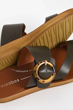 Slides<Los Cabos Dotsie Black Resin Buckle Slide