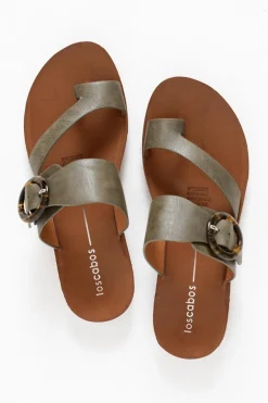 Flat Sandals<Los Cabos Dotsie Khaki Resin Buckle Slide