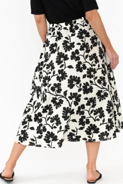 Skirts<Cali and Co Dover Black Garden Cotton Skirt