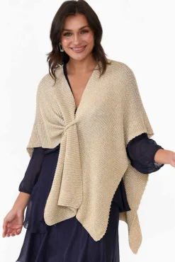 Ponchos<La Strada Dublin Gold Metallic Wrap