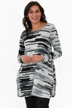Tunic Tops<Hourglass Dylan Grey Geo Knit Tunic