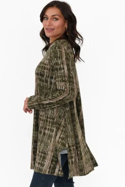 Tunic Tops<Hourglass Dylan Khaki Abstract Knit Tunic