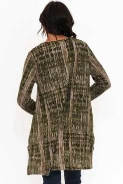 Tunic Tops<Hourglass Dylan Khaki Abstract Knit Tunic