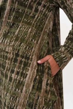 Tunic Tops<Hourglass Dylan Khaki Abstract Knit Tunic