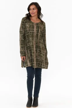 Tunic Tops<Hourglass Dylan Khaki Abstract Knit Tunic