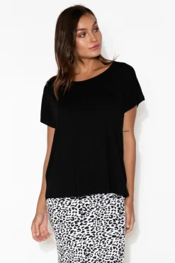 Sleeved Tops<Bamboo Body Eadie Black Bamboo Top