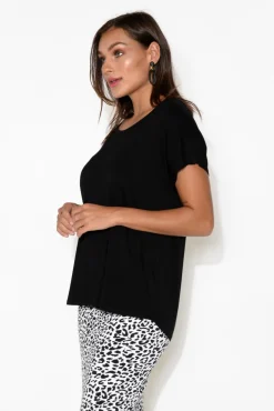 Sleeved Tops<Bamboo Body Eadie Black Bamboo Top