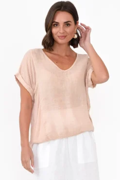 Linen Tops<Talia Benson Effie Blush Linen Tee