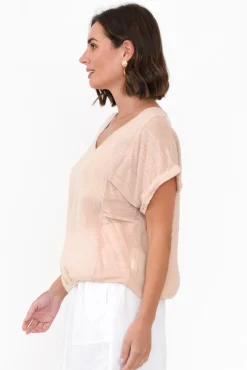 Linen Tops<Talia Benson Effie Blush Linen Tee