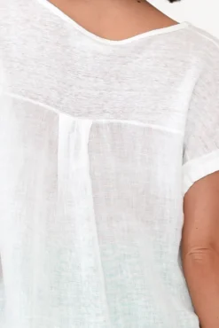 Linen Tops<Talia Benson Effie White Linen Tee