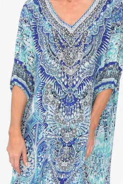 Below Knee Dresses<Fashion Spectrum Egyptian Blue Silk Dress